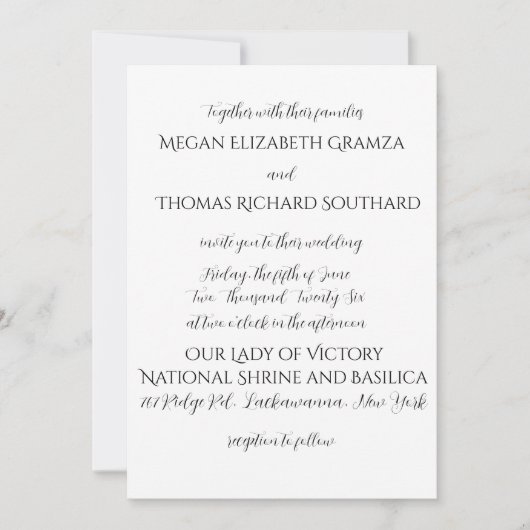 Black and White Elegant Simplicity Wedding Invite Einladung (Vorderseite)