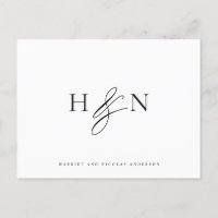 Black and White elegante Monogram Wedding Danke