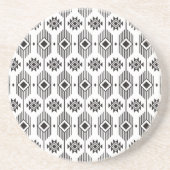 Black and white ethnic ikat geometric pattern getränkeuntersetzer (Vorne)