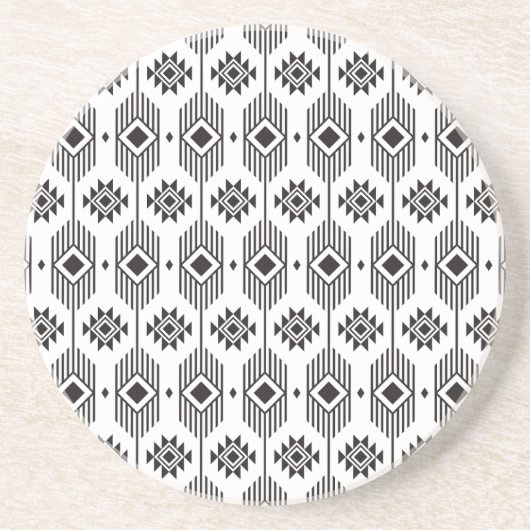 Black and white ethnic ikat geometric pattern getränkeuntersetzer (Vorne)