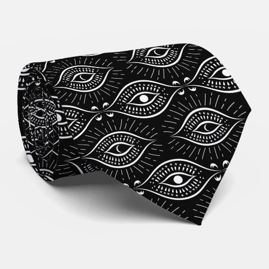 Black and white evil eye pattern krawatte (Gerollt)