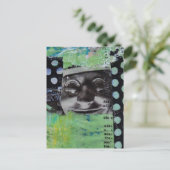 Black and White Face Postkarte (Stehend Vorderseite)