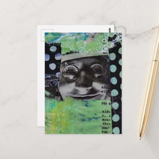 Black and White Face Postkarte (Vorderseite/Rückseite Beispiel)