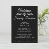 Black and White Family Reunion Elegant Script Inv Einladung (Stehend Vorderseite)