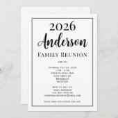 Black and White Family Reunion Modern Simple Einladung (Vorne/Hinten)