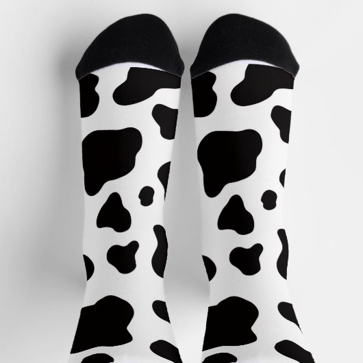 Black and white Faux Cowhide  Socken (Oben)