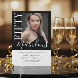 Black And White Fifty And Fabulous Photo  Einladung