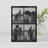 Black and White Film Photo Collage Minimalist Save The Date (Stehend Vorderseite)