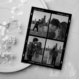Black and White Film Photo Collage Minimalist Save The Date