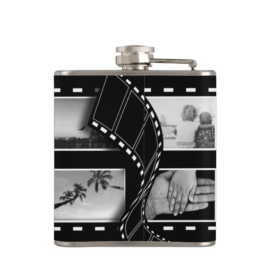 Black and White Film Reel Custom Photo Flachmann (Rückseite)