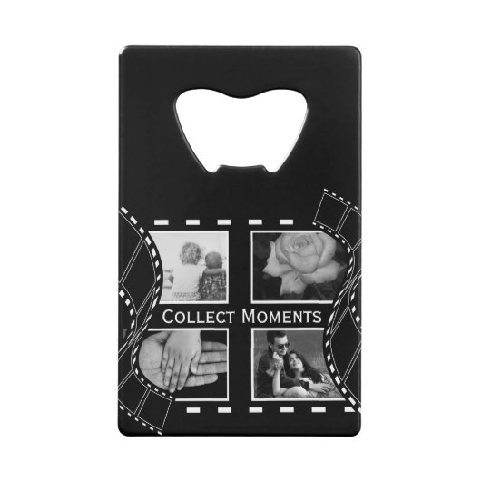 Black and White Film Reel Custom Photo Geldbeutel Flaschenöffner (Vorderseite)