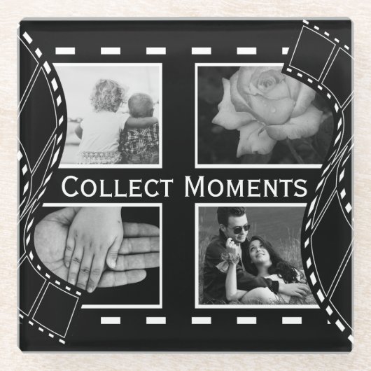 Black and White Film Reel Custom Photo Glasuntersetzer (Vorderseite)