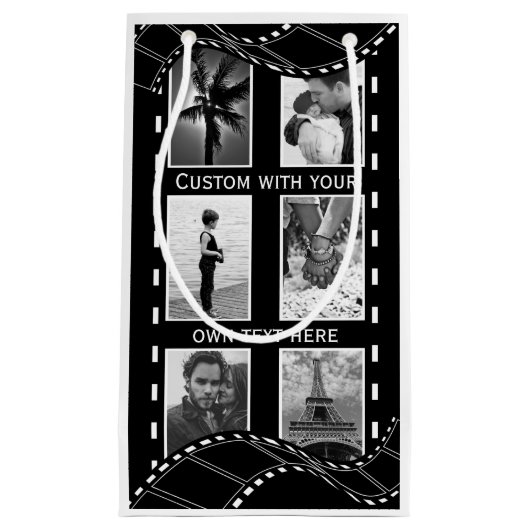 Black and White Film Reel Custom Photo Kleine Geschenktüte (Vorderseite)