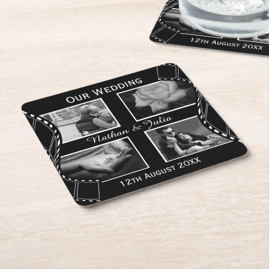 Black and White Film Reel Custom Photo Rechteckiger Pappuntersetzer (angewinkelt)