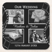 Black and White Film Reel Custom Photo Rechteckiger Pappuntersetzer (Vorderseite)