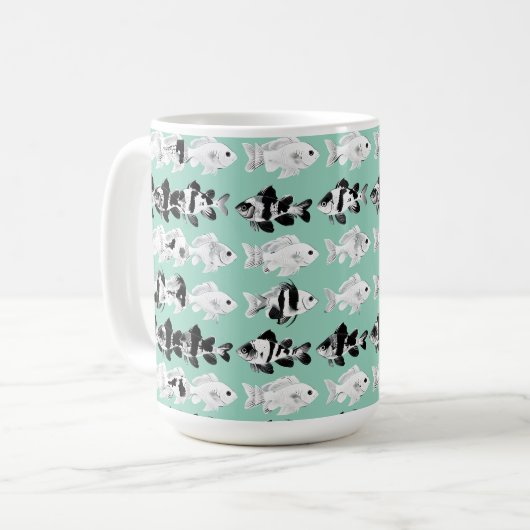 Black and white fish on teal background  kaffeetasse (Vorderseite Links)