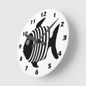 Black And White Fish Runde Wanduhr (Winkel)