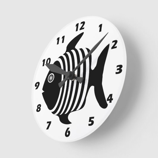 Black And White Fish Runde Wanduhr (Winkel)