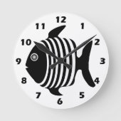 Black And White Fish Runde Wanduhr (Vorderseite)