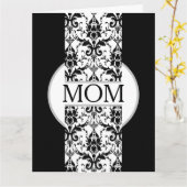 Black and White Fleur de lis Mother's Day  Karte (Gelbe Blume)