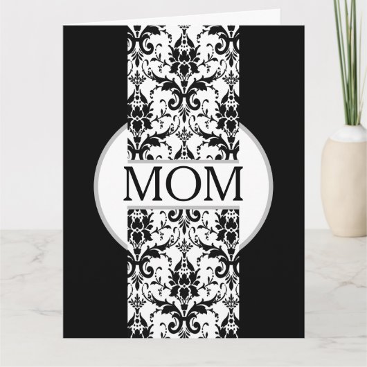 Black and White Fleur de lis Mother's Day  Karte (Vorderseite)
