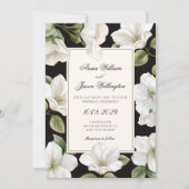 Black and white Floral elegant wedding Einladung (Vorderseite)