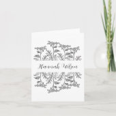 Black and White Floral Folded Thank You Note Cards Dankeskarte (Vorderseite)