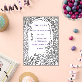 Black and White Floral Garden Door Wedding Acryleinladungen