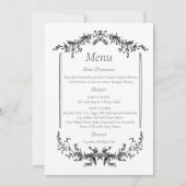 Black and White Floral Line Art Einladung (Vorderseite)