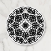 Black and white floral mandala geschenkanhänger (Rückseite)