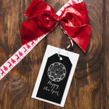 Black and white floral mandala happy new year