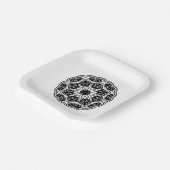 Black and white floral mandala square Pappteller (Gewinkelt)