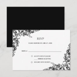 Black and White Floral Minimalist RSVP | Karte