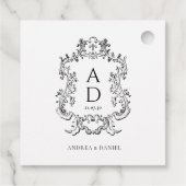 Black and White Floral Wedding Monogram  Geschenkanhänger (Rückseite)