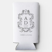 Black and White Floral Wedding Monogram  Selters Dosenkühler (Rückseite)
