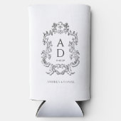 Black and White Floral Wedding Monogram  Selters Dosenkühler (Vorderseite)