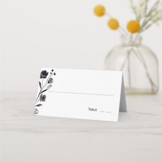 Black and White Floral Wedding Platzkarte