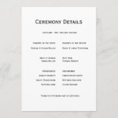 Black and White Floral Wedding Programm (Rückseite)