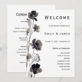 Black and White Floral Wedding Programm (Vorne/Hinten)