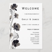 Black and White Floral Wedding Programm (Vorderseite)