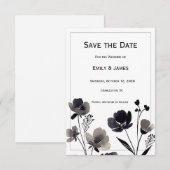 Black and White Floral Wedding Save The Date (Vorne/Hinten)