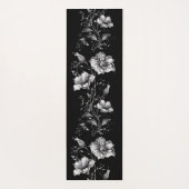 Black and White Floral Yoga Mat Yogamatte (Rückseite)