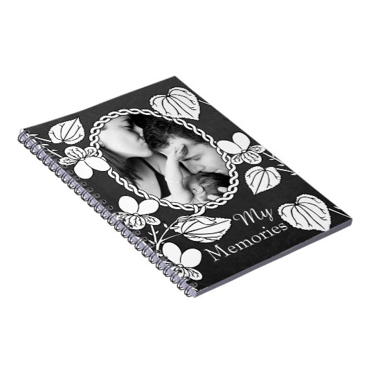 Black and White Flower Custom Photo Elegant Notizblock (Rechte Seite)