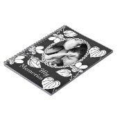 Black and White Flower Custom Photo Elegant Notizblock (Linke Seite)