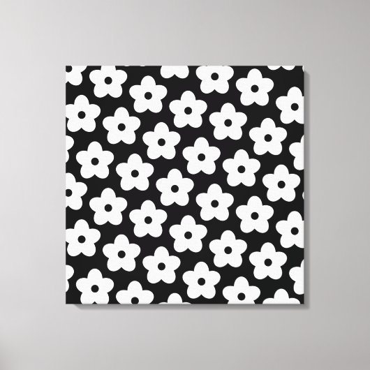 Black and White Flower Y2K Pattern Leinwanddruck (Vorderseite)