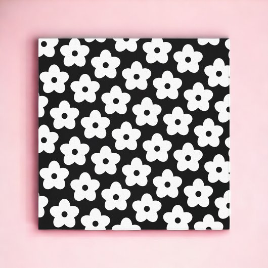 Black and White Flower Y2K Pattern Leinwanddruck