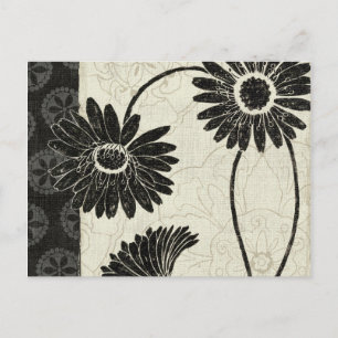 Black and White Flowers Postkarte
