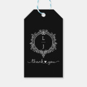 black and white foliage Crest wedding invitation Geschenkanhänger (Vorderseite)