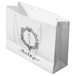 black and white foliage Crest wedding invitation Große Geschenktüte