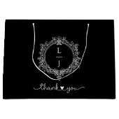 black and white foliage Crest wedding invitation Große Geschenktüte (Vorderseite)